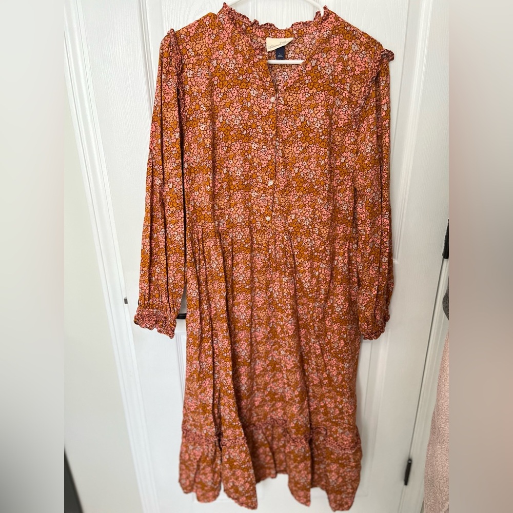 Universal Thread - orange floral pilgrim country cottage core midi maxi dress. L